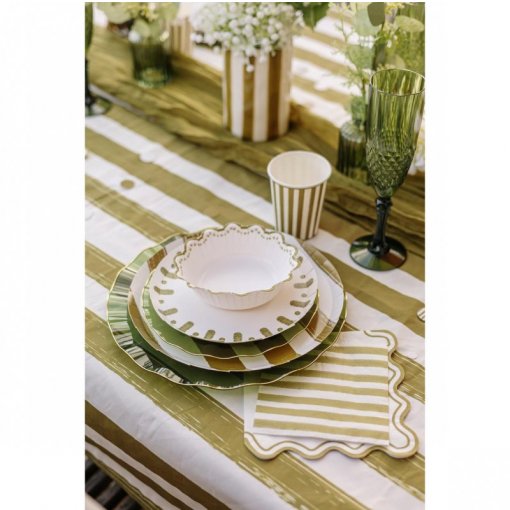 10 Guardanapos Mix&Match Riscas Verde Oliva ambiente