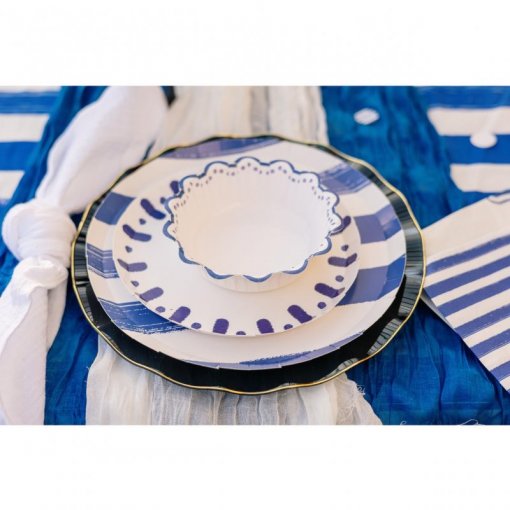 6 Pratos Mix&Match Riscas Azuis - conjunto