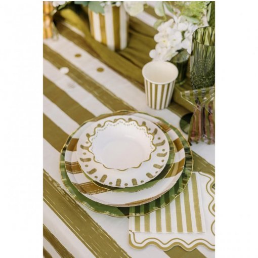 6 Pratos Mix&Match Riscas Verde Oliva - detalhe