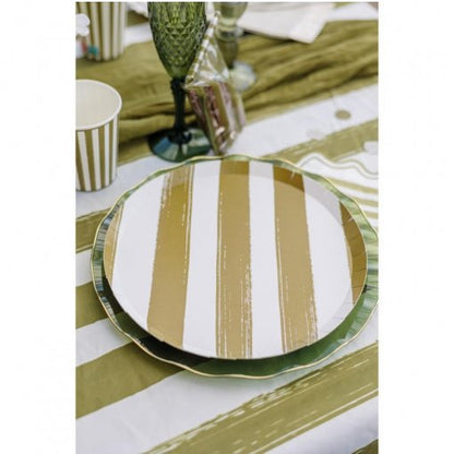 6 Pratos 23cm Mix&Match Riscas Verde Oliva detalhe