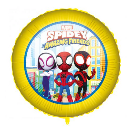 Balão redondo com Spidey e a sua Super Equipa
