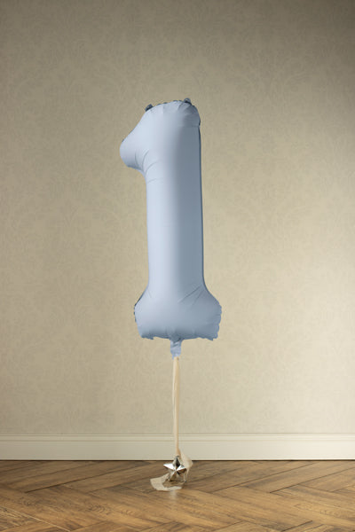 Balões Números Azul Claro Mate