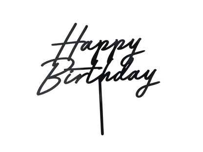 Topo Bolo Happy Birthday Preto