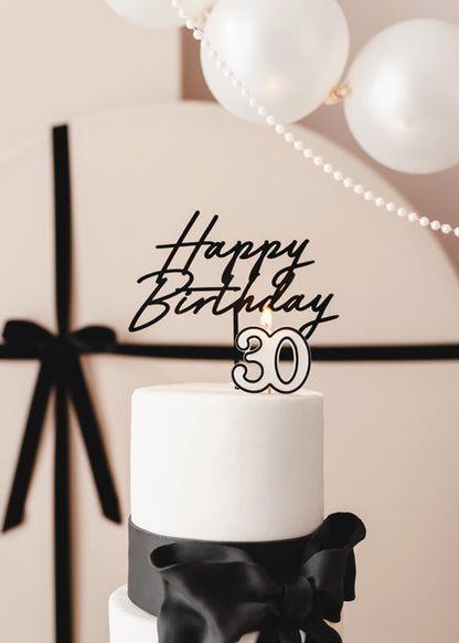 Topo Bolo Happy Birthday Preto