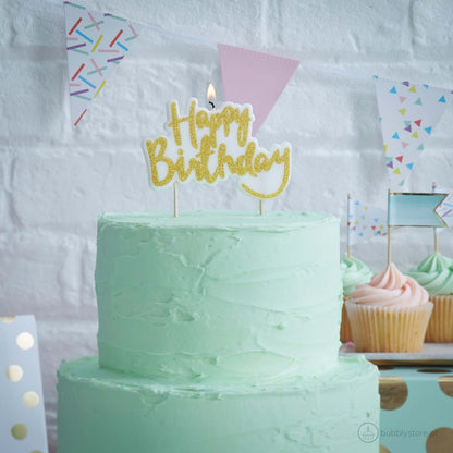 Candle Happy Birthday Gold Glitter