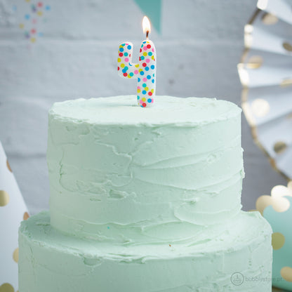 Colourful Polka Dot Number 4 Candle