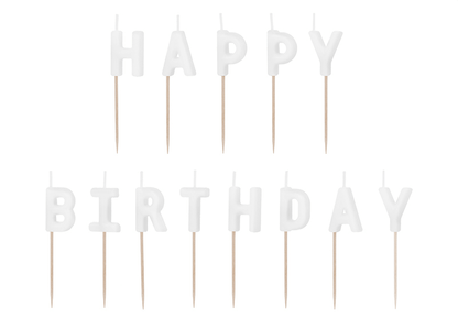 Velas blancas de feliz cumpleaños