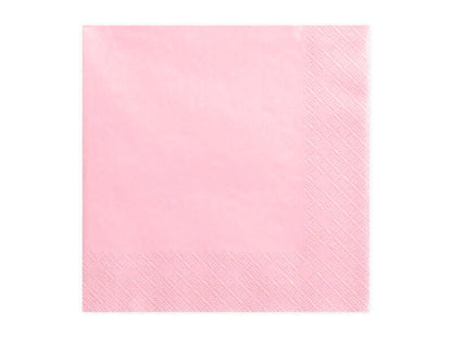 Guardanapos rosa, com  a medida de 33 x 33cm.
Cada embalagem contém 20 unidades.