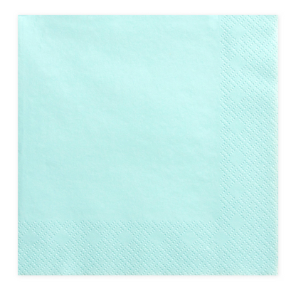 Guardanapos turquesa, com  a medida de 33 x 33cm.
Cada embalagem contém 20 unidades.