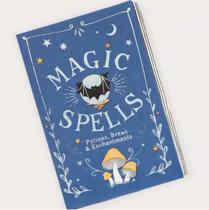 Guardanapos em forma de livro de magia, com a medida de 12,1 x 16,8 cm.
Cada embalagem é composta por 16 unidades.