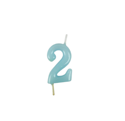 Velas Número Azul Pastel (6 cm)