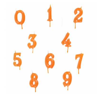 Vela de festa de aniversário laranja com altura de 6cm.
Cada embalagem contém 1 unidade.