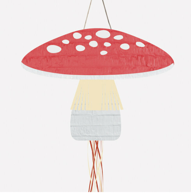 Pinhata em forma de cogumelo, com a medida de 45 x 9,5 x 43cm.Preparada para encher de doces ou ofertas.