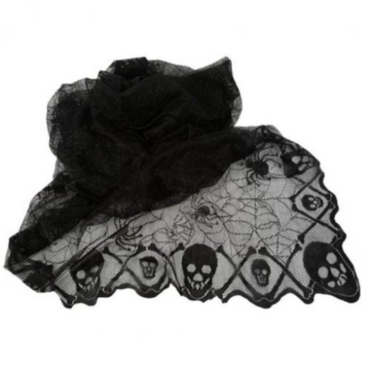 Toalha Preta com Aranhas e Caveiras