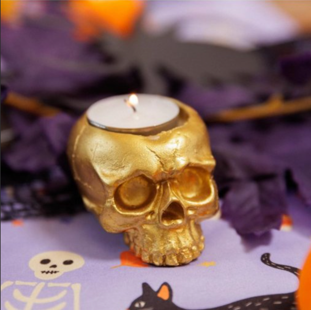 Castiçal Caveira Dourado