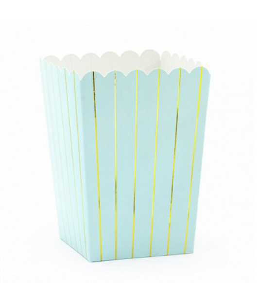 Caixas Pipocas Menta Riscas Douradas