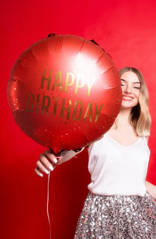 Balão Redondo Happy Birthday Vermelho