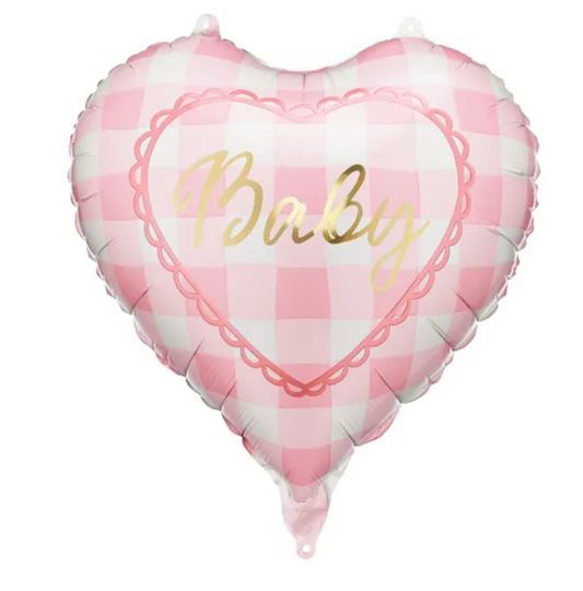 Balão Coração Vichy Rosa