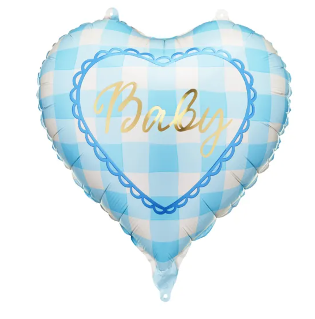 Balão Coração Vichy Azul