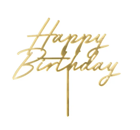 Gold Happy Birthday Cake Topper