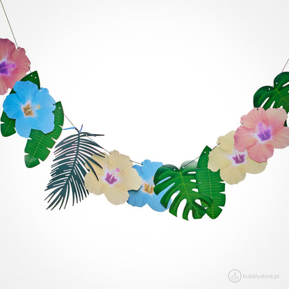 Grinalda de flores para festa do tema Tropical / Verão, com 2 metros de fio de comprimento.