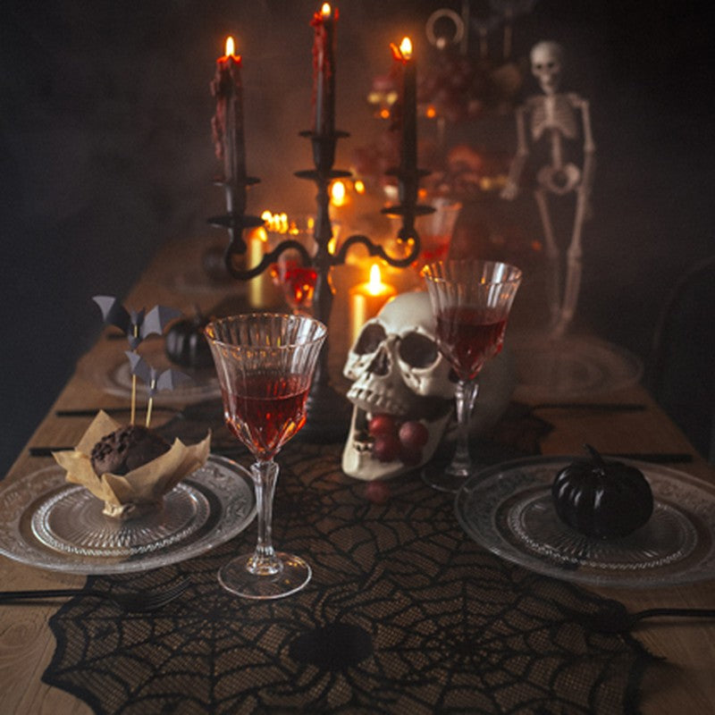 Caminho de Mesa Teia de Aranha, decoração de Halloween
