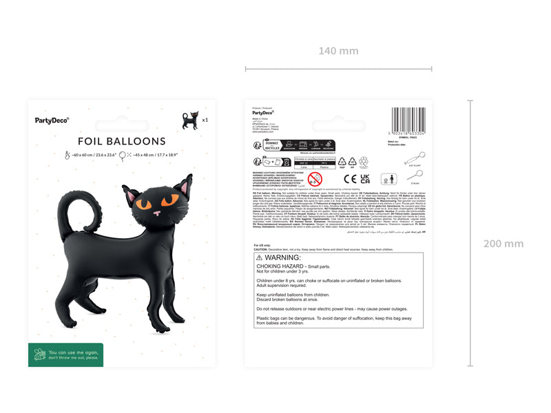 Balão Foil de Pé Gato Halloween PartyDeco