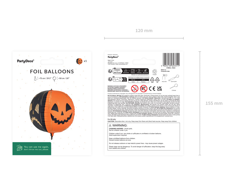 Balão Foil Abóboras Assustadoras Halloween PartyDeco