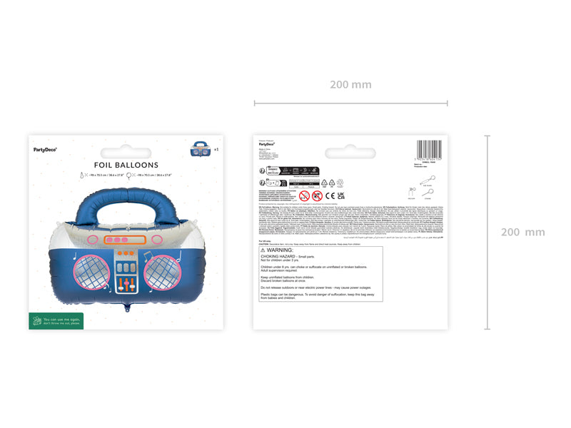 Balão Foil Boombox Azul-Marinho PartyDeco