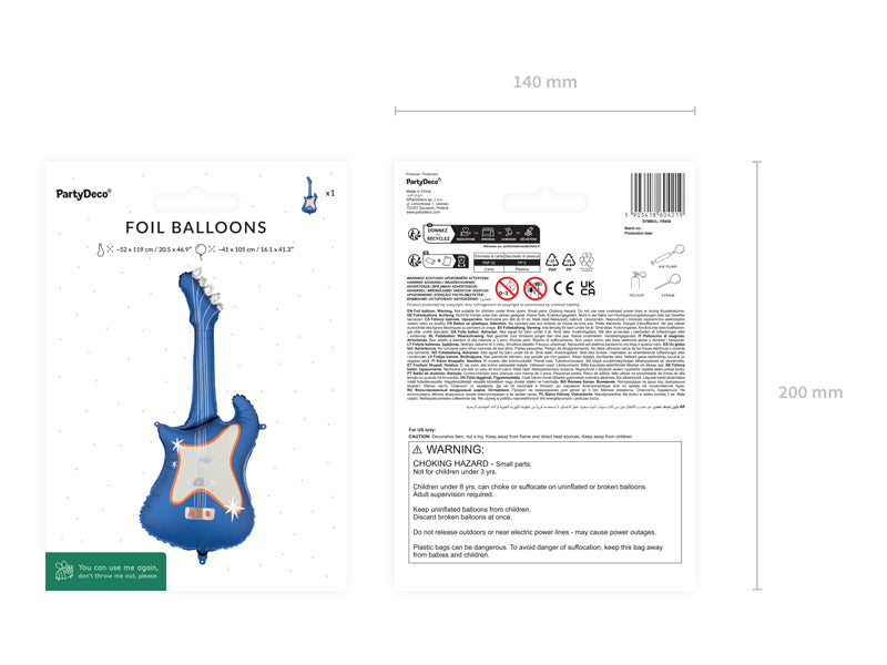 Balão Foil Guitarra Azul-Marinho PartyDeco