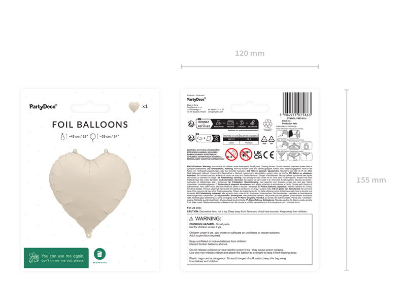 Balão Foil Coração Bege PartyDeco
