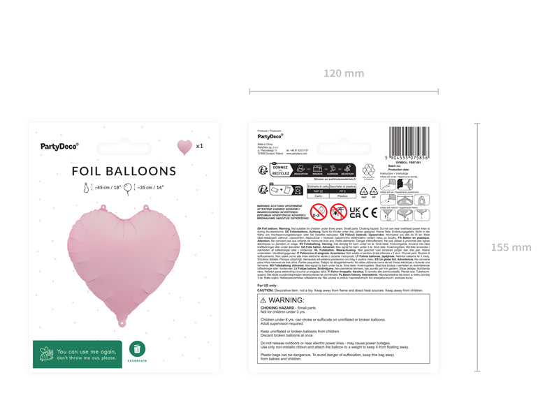 Balão Foil Coração Rosa PartyDeco