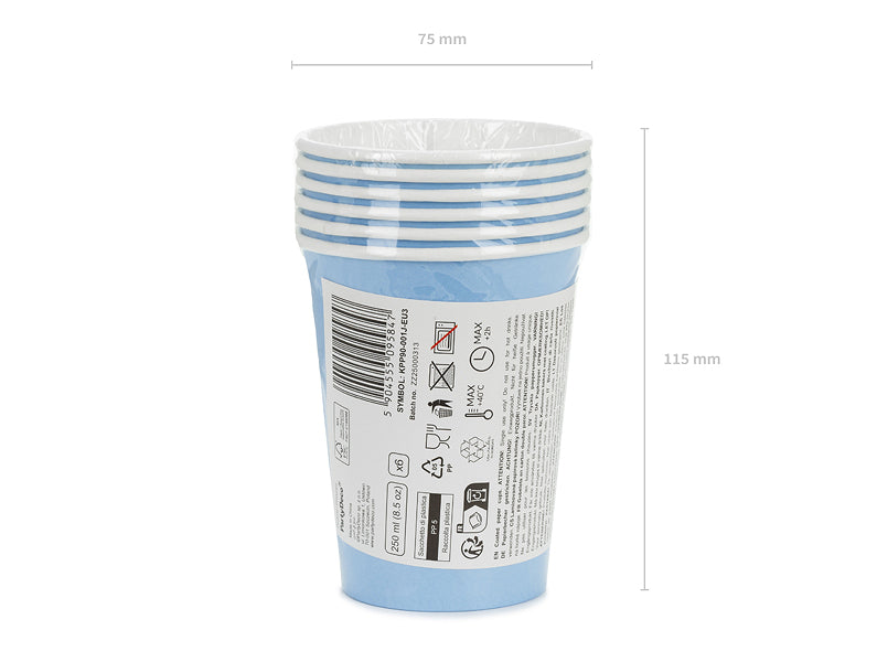 Copos de Papel Azul Claro — embalagem