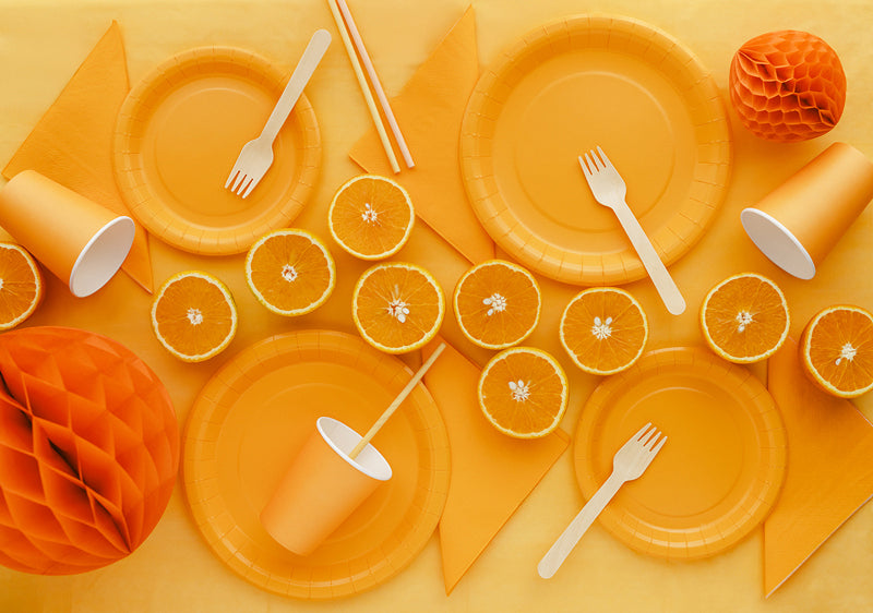 Copos de Papel Laranja Claro — detalhe