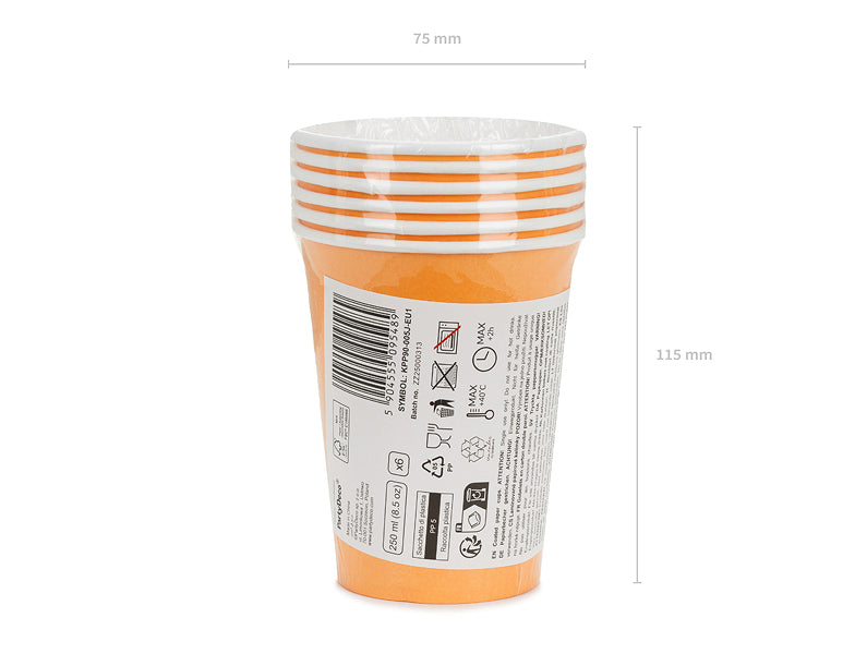 Copos de Papel Laranja Claro — embalagem