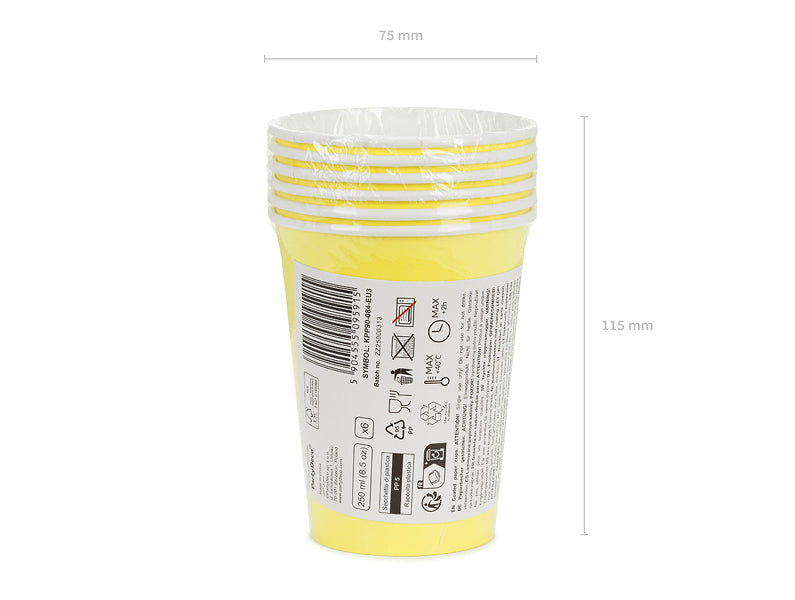 Copos de Papel Amarelo — embalagem