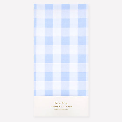 Toalha de Mesa de Papel Gingham Azul Meri Meri