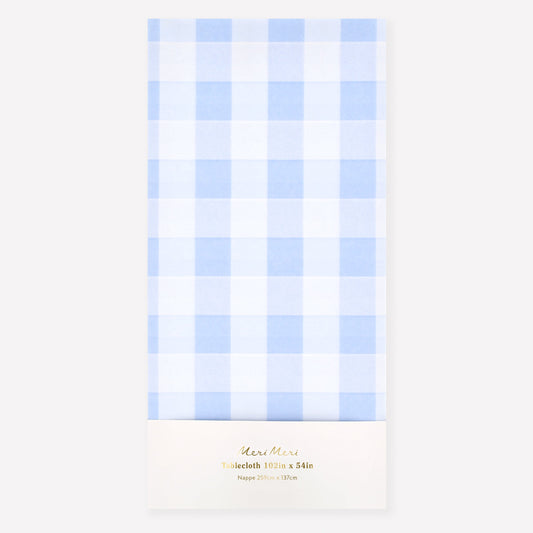 Toalha de Mesa de Papel Gingham Azul Meri Meri
