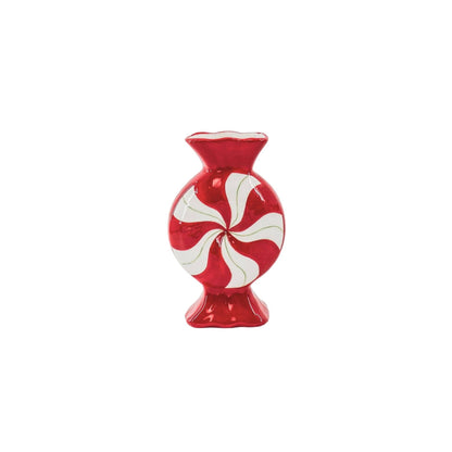 Vaso em formato de rebuçado vermelho em cerâmica.