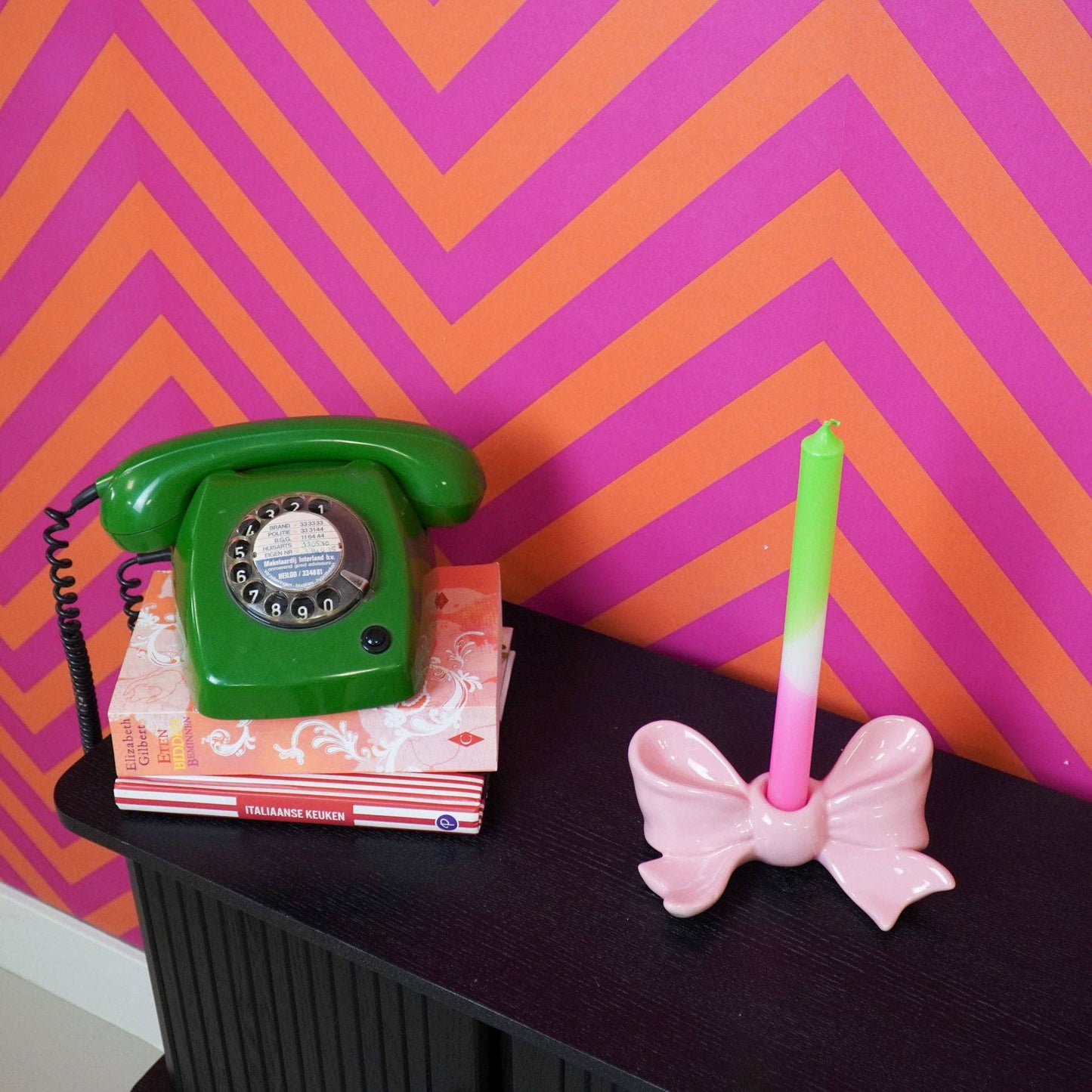 Castiçal Laço Rosa