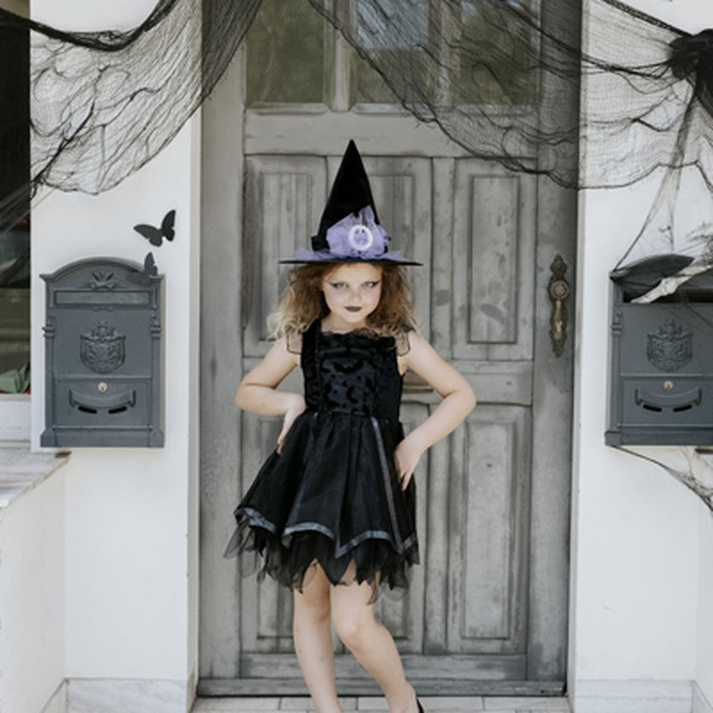 Chapéu de Bruxa com Laço Lilás, decoração de Halloween