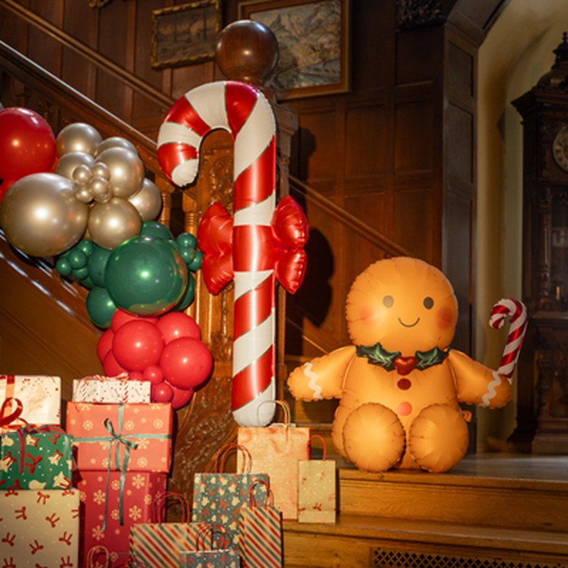 Balão Bengala de Natal com Laço, decoração de Natal