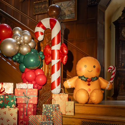 Balão Bengala de Natal com Laço, decoração de Natal