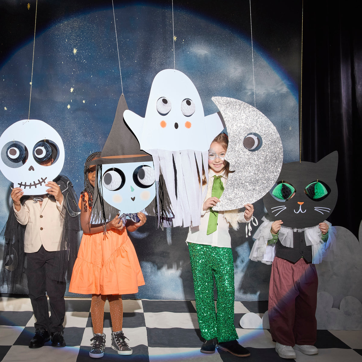 Decorações Gigantes Halloween Bruxa, Fantasma e Lua