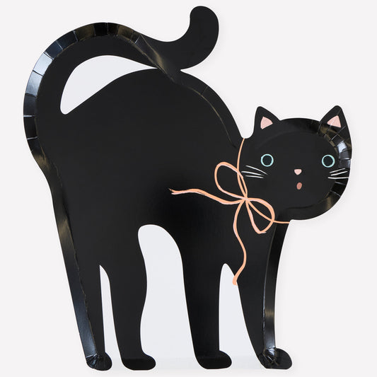 Pratos de Cartão Gato Halloween