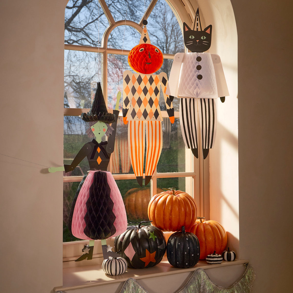 Decorações Gigantes Halloween Gato, Bruxa e Abóbora