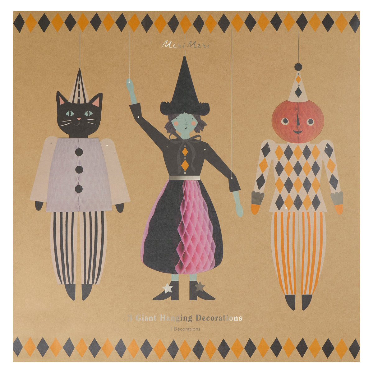 Decorações Gigantes Halloween Gato, Bruxa e Abóbora
