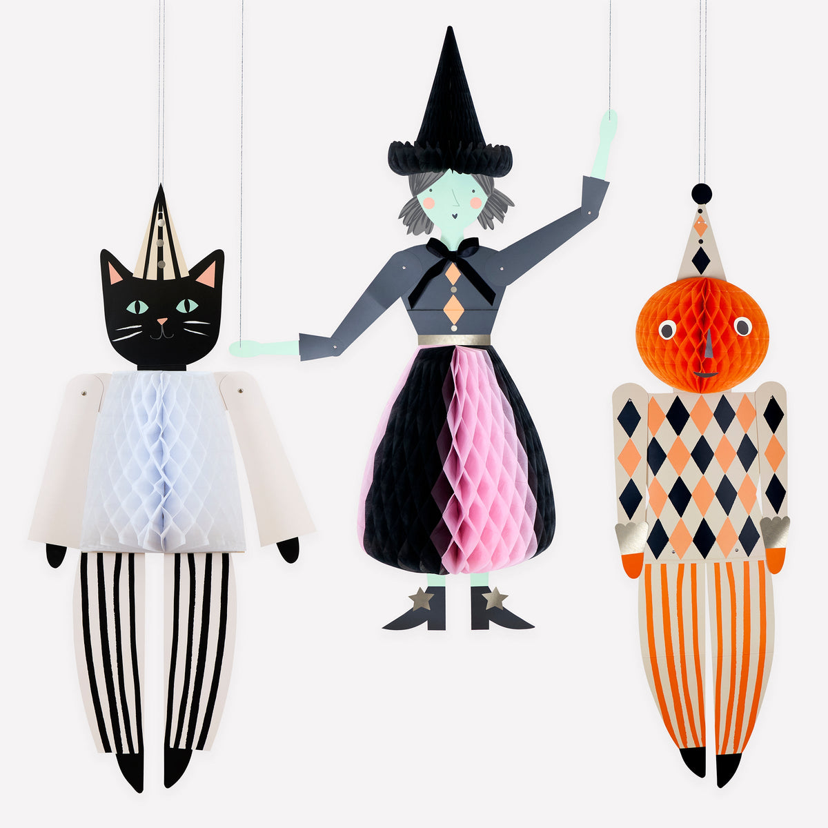 Decorações Gigantes Halloween Gato, Bruxa e Abóbora