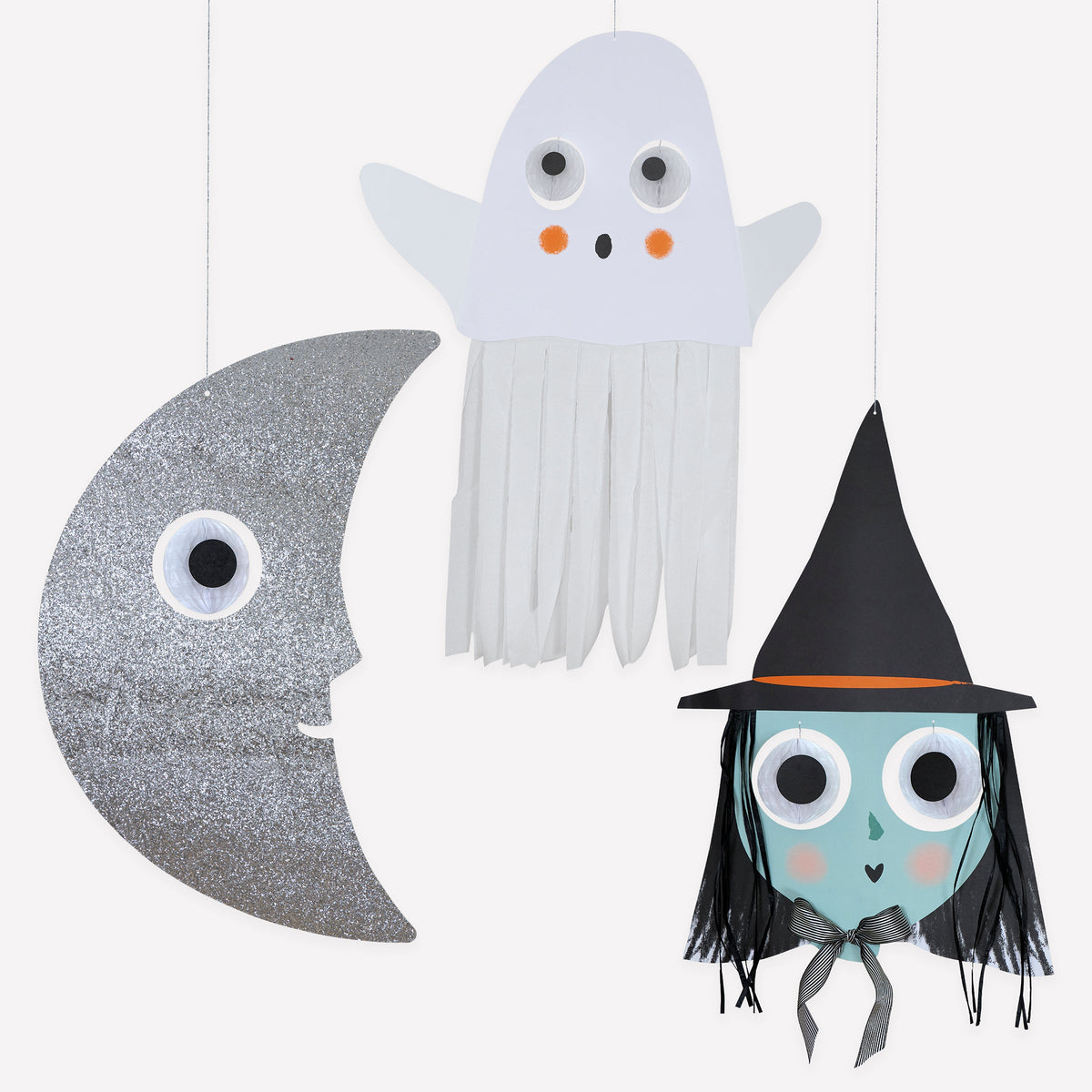 Decorações Gigantes Halloween Bruxa, Fantasma e Lua