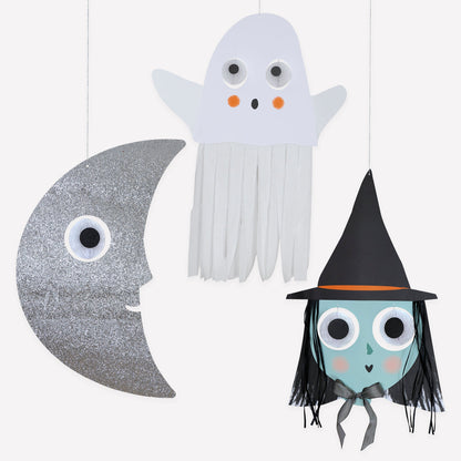 Decorações Gigantes Halloween Bruxa, Fantasma e Lua